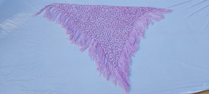 Chal rosa con flecos - Imagen 3